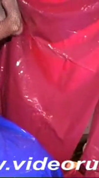 Vintage Red Latex Lingerie Glory Hole Action P2