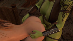 Elf Ladyboy Fucked by Futanari Orcs in a Threesome