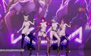 3D-Hentai Games: Siyah pembe - o çıplak dansı nasıl seviyorsun, Ahri, Akali, Evelynn, Kaisa, 3...