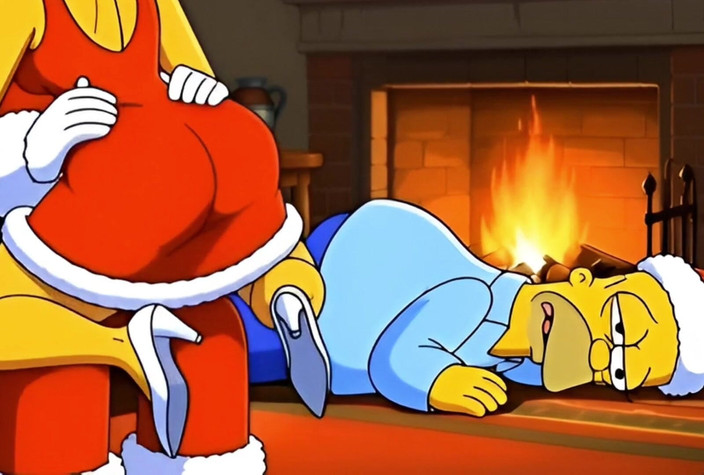 Octopussy Lovers Club: サンタクロースがクリスマスの日に既婚主婦のマージ・シンプソンとセックス