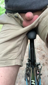 Forest dick flash, bike ride, young boy, amateur