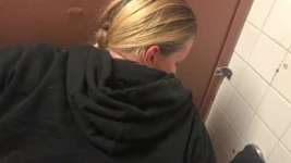 She Sucks My Cock in a Reststop Restroom