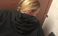 She Sucks My Cock in a Reststop Restroom