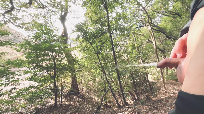 hueikun: 야외에서 거대한 흐름을 오줌 싸는 작은 포피를 가진 소년