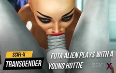 Super mimozemský sex ve sci-fi laboratoři. Futa alien si hraje s mladou kočičkou
