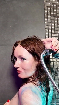 Slow Motion Shower Worship, Nude Cinematic Wet Goddess Body, Sensual Water Play, Glistening Close-up