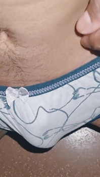 Horny Indian Sissy Boy Cumming While Wearing His Step Sister's Cute Panties