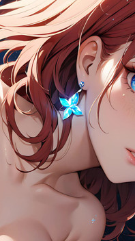 Voidgazer: 반짝이는 우주 주근깨를 가진 아름다운 젊은 여성