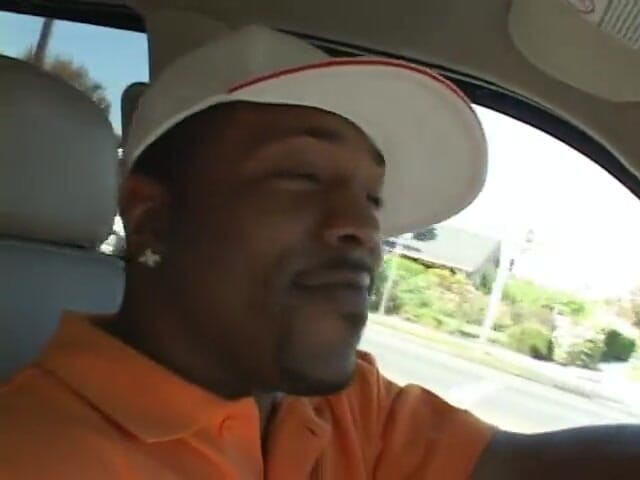 Double Penetrated: White chick blows short black guy