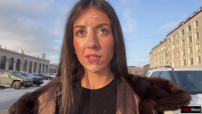 Katty West: Dívka souhlasila, že bude chodit s cizím spermatem na tváři - Cumwalk