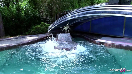 Full porn collection: Two horny lesbians masturbate with toys outdoor by the pool