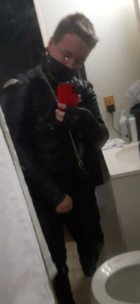 Leather Biker Jerking off in Leather Suit