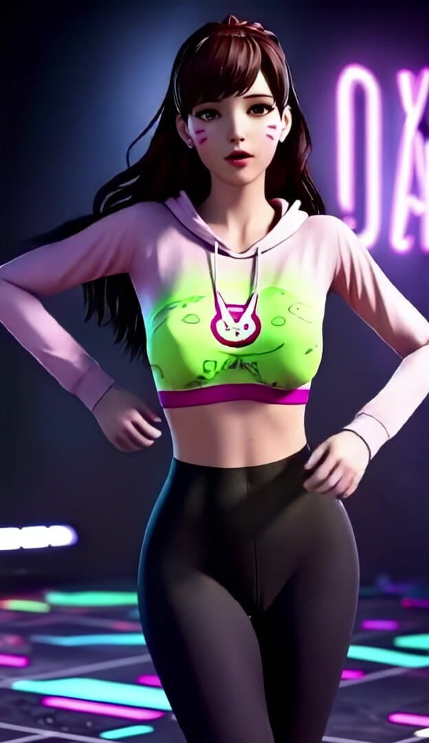 3D-Hentai Games: D.va'nın ateşli ateş dansı (2ne1 - yangın)