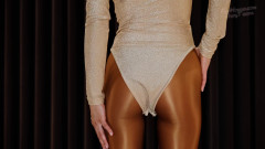 Shiny teens: 907 Collant in spandex bronzo lucido