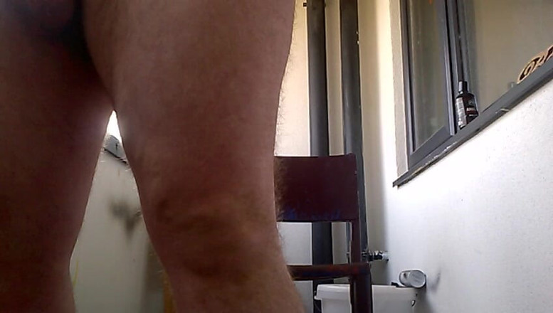 B A Bear: Wanking My Fat Ass on the Balcony