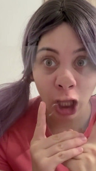 Silly Face Fetish and Squirting Milk Onto a Glass Table