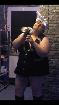 Sexy Housewife in a Lab Coat Cleans Intensively with Sexy Dildos