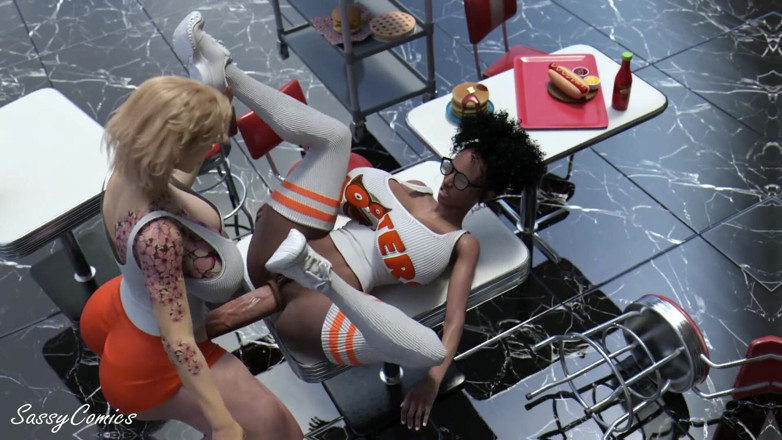 Sassy Comics Trans: Nuova ragazza hooters scopata anale sul tavolo del ristorante dal...