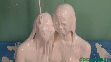 Cocoa Soft: White painted lesbian teen Asians enjoy 2 gether - fucking machine