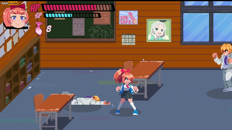 LewdArcade: Молода дівчина штовхає хулігана, дупа чувака - непристойні міські дівчата, хентай, бічний прокручувач, повна порно гра
