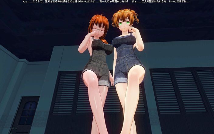 H3DC: 3D hentai POV duas meia-irmãs ruivas masturbam seu pau com...