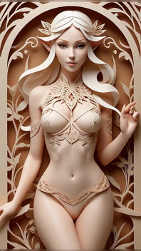 Lustrender papercraft presentazione della ragazza nuda - sexy kirigami elfo figa e tette