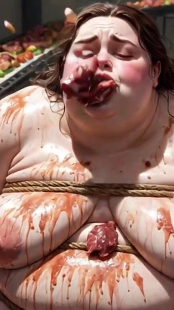 YOUR BEST FANTASY: 屈辱的なBBW奴隷が縛られ、腹を深く詰め込む
