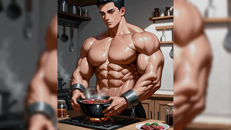 Erotic Man: Ai Мускулистые качок готовят