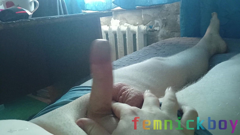 femnickboy: Fat Sissy Jerks off His Floppy Cock and Cums