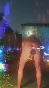 !!flash Warning!! Buttplug in Garden at Night