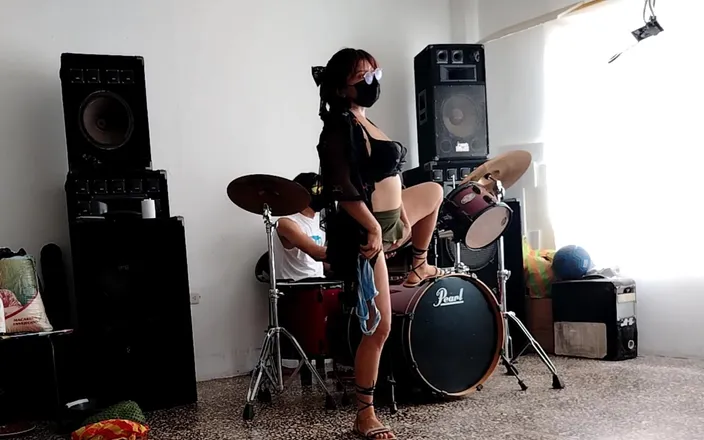 Goky: He Play the Drums for Her - She Dances, Stripping and...