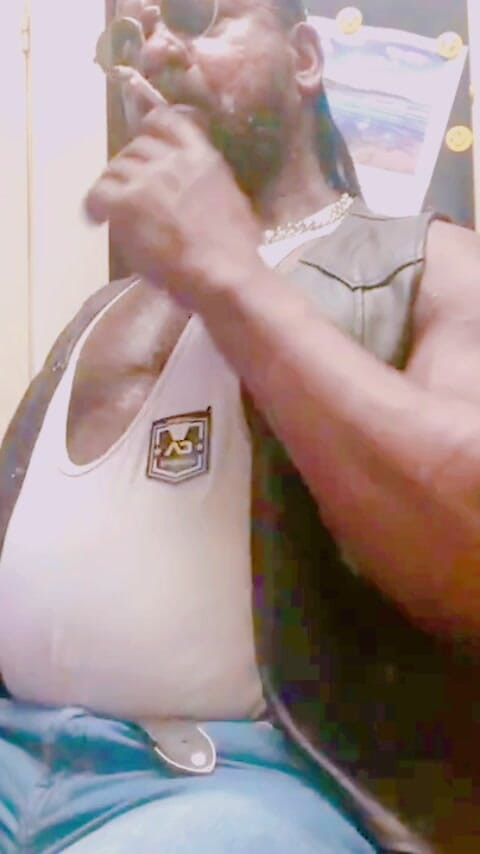 Black smoking muscle stepdad: マッスルスタッドレザーデニムブーツスモーキングソロTitpig