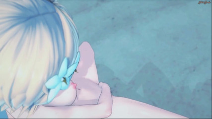 Hentai Smash: Lumine cọ xát và móc cua âm hộ của cô ấy cho đến...