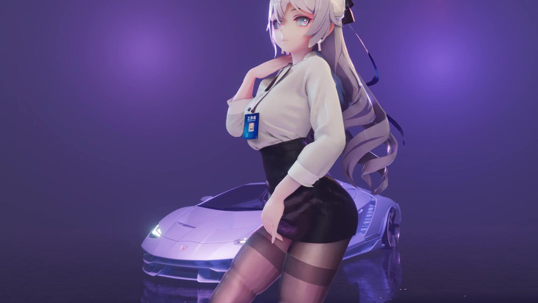 MikuMotion: Вибачте; Вплив геншина; м. Броня; Офісна жіноча форма; Спідниця-олівець; Чорні панчохи без промежини; Erotic Tattoos