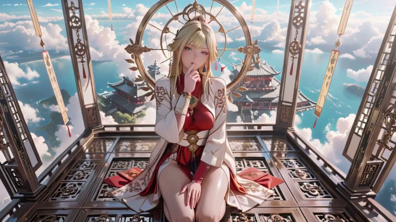 Seraphina Vale: Discie- dea celeste! Hanfu bianchi e rossi, capelli dorati, Scalzi...