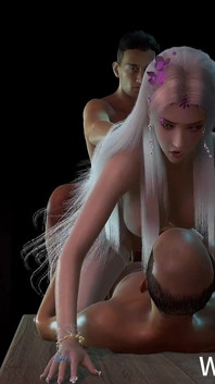 3D Gray Hair Cosplay Model Have Group Sex
