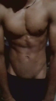 Showing His Abs and Core Area