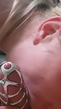 Fuck him while he's in chastity!