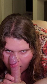 Juicy Sloppy Blowjob From Cute Tanned BBW Hottie with Big Boobs