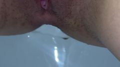 Compilation of Unshaven Pussy Pissing with a Pad Close-up! Urine in the Toilet! POV!