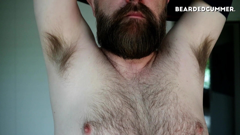 Beardedcummer: Hairy pits, chest, beard and nipple play
