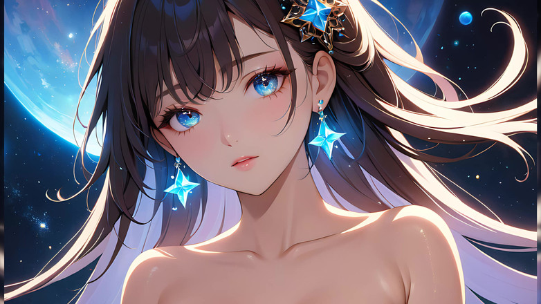 LustRender: Cosmic Serenity : une belle jeune femme avec de la poussière...