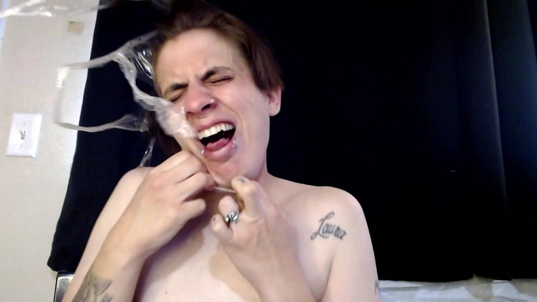 Abby Anna: Self Tape Bondage Breath Play Struggle Fearful Panic Nose Lips
