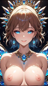 Radiant Smile awek muda yang cantik dikelilingi oleh Crystals yang bercahaya