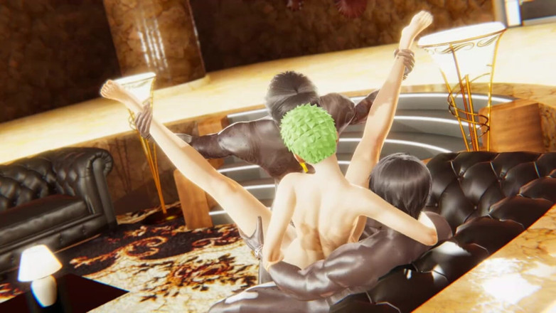 Yaoitube: One Piece Yaoi - Zoro w podwójnej penetracji odbytu