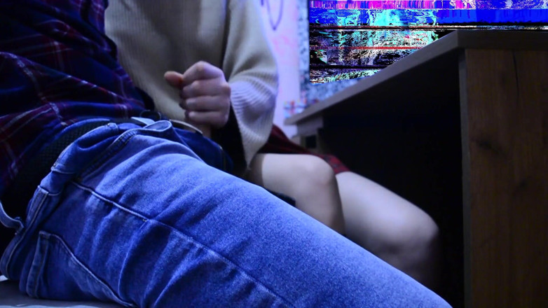 20th century of porn: Classmate masturbates my dick under the desk during the lesson