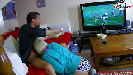 EroCom: Blonde girlfriend want analsex while her boyfriend watch sport