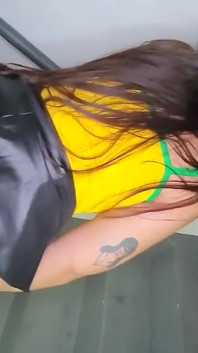 My Perverted Neighbor Fucked Me on the Stairs of the Building, I Had to Cum Quietly so We Wouldn't Get Caught