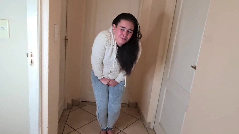 Domslutfucker: Brunette Slut Desperately Needs to Piss, Pisses in Her Blue...