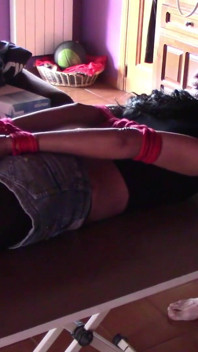 17 minutes of hogtied extreme blowjob and deepthroat on high heels and pantyhose